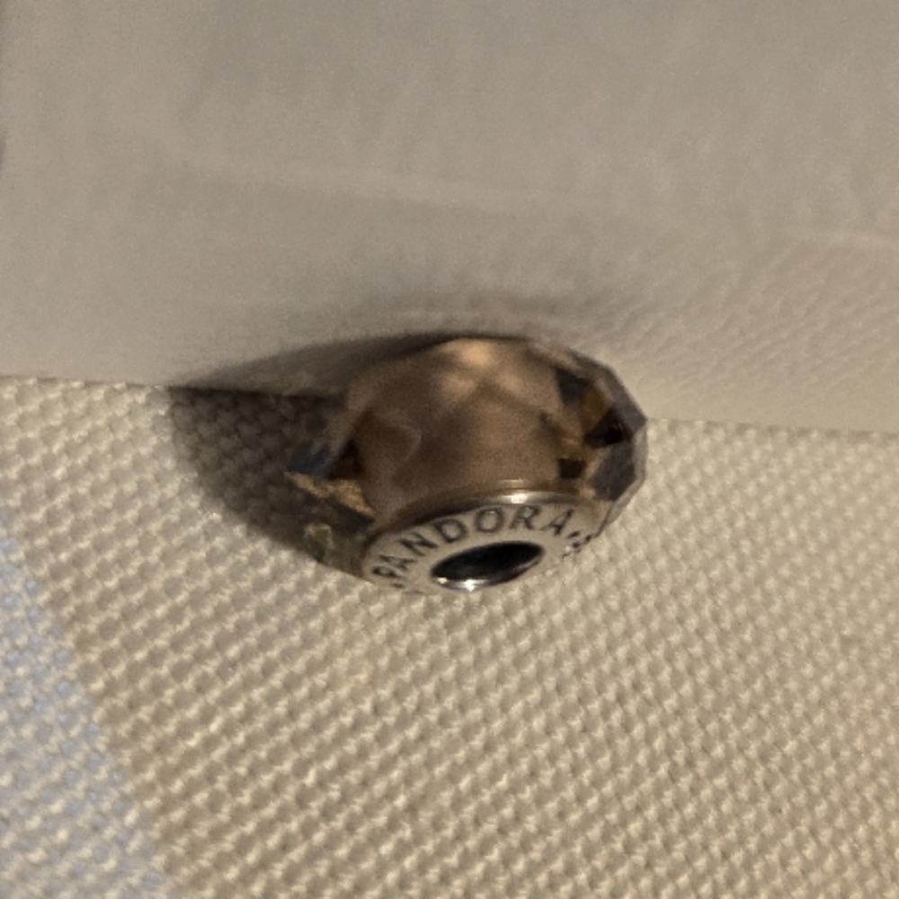 Pandora Silver Charm with Smoky Pink Crystal